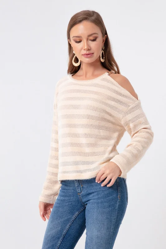 Women'S Silvery Knit Blouse Elegant Silk Blouse