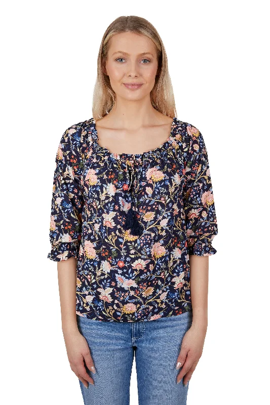 Wrangler Ladies Cassidy S/S Blouse - Multi - X4S2523199 Lightweight Tunic Blouse