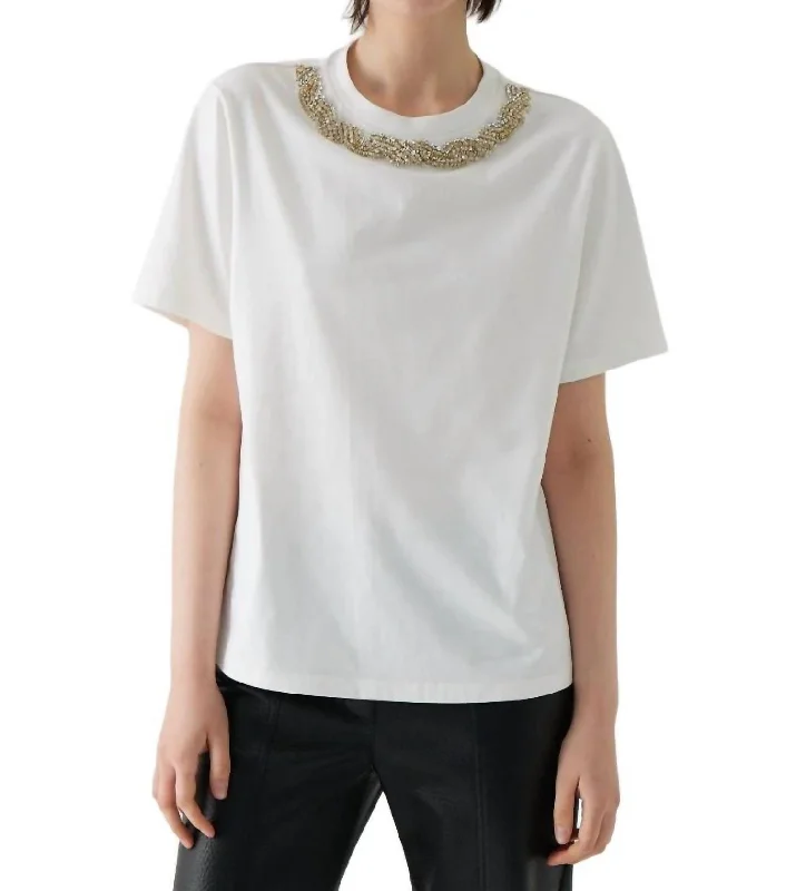 Abbie T-Shirt In Cream Plaid T-Shirt Polka Dot Checkered
