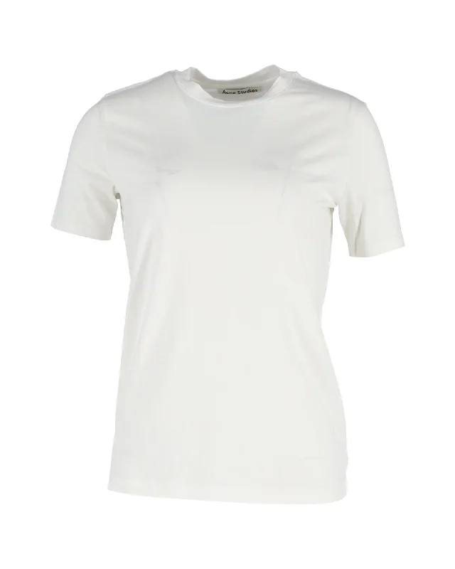Acne Studios Crewneck T-shirt in White Cotton Welt Pockets Slit Pockets