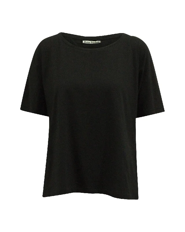 Acne Studios Nairobi C Base Tee in Black Cotton Silk Blend Satin Velvet