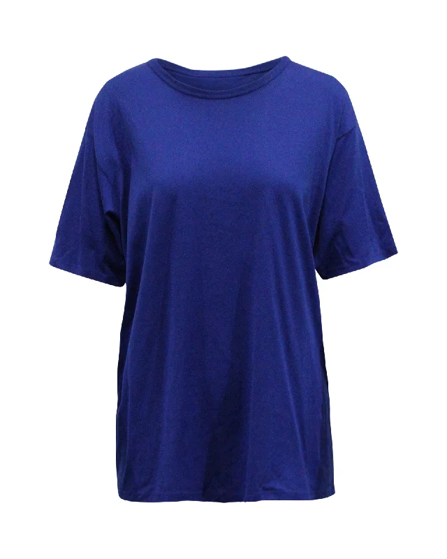 Acne Studios Niagara Crewneck T-shirt in Blue Cotton Elasticated Padded Insulated