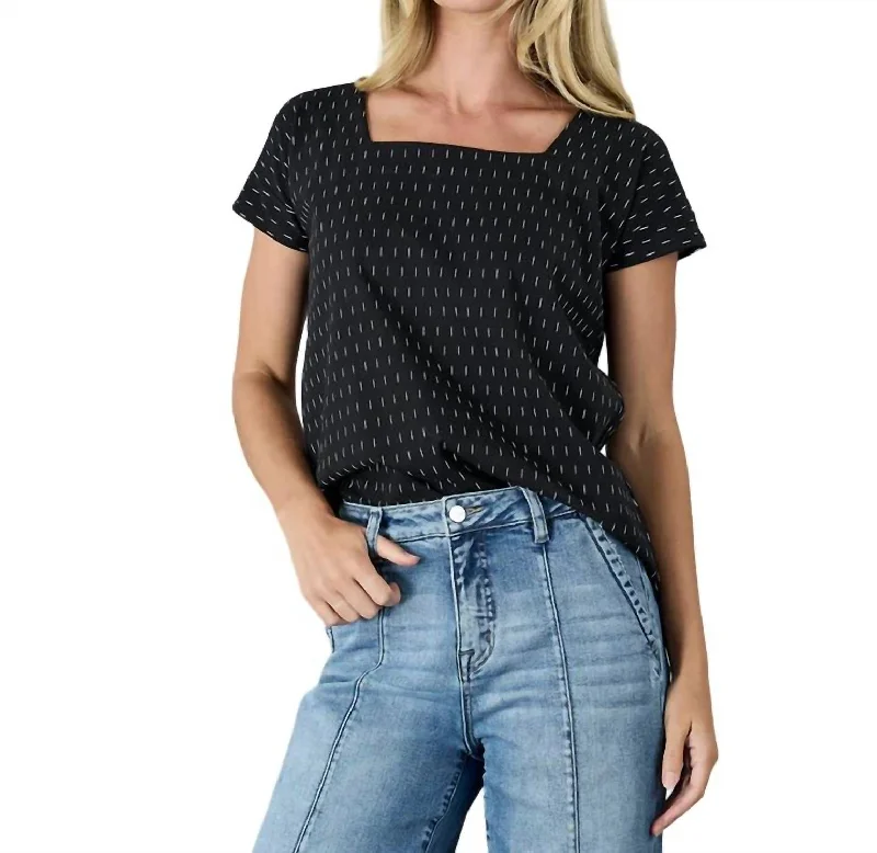 All Angles Tee In Black Beauty Satin Blend Silk Blend Wool Blend