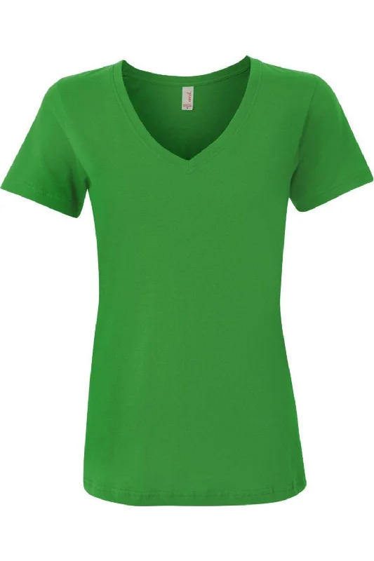 Anvil Women´s Featherweight V-Neck T-Shirt Cotton Fabric Linen Fabric Terry Fabric