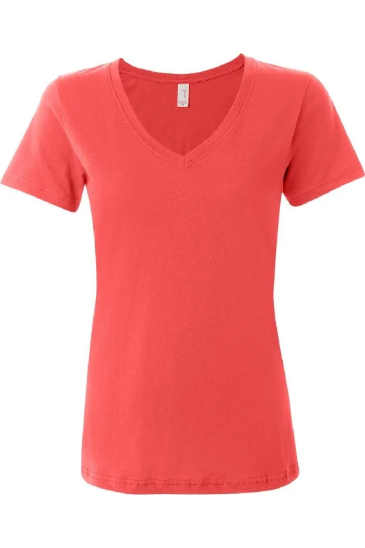 Anvil Women´s Featherweight V-Neck T-Shirt Notch Collar Peter Pan Collar Cowl Neck