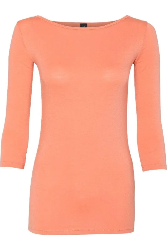 Anvil Womens Stretch Three-Quarter Sleeve T-Shirt Hooded Caped Shawl Collar