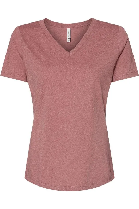 BELLA + CANVAS Women´s Relaxed Heather CVC V-Neck Tee Print Jacquard Patchwork