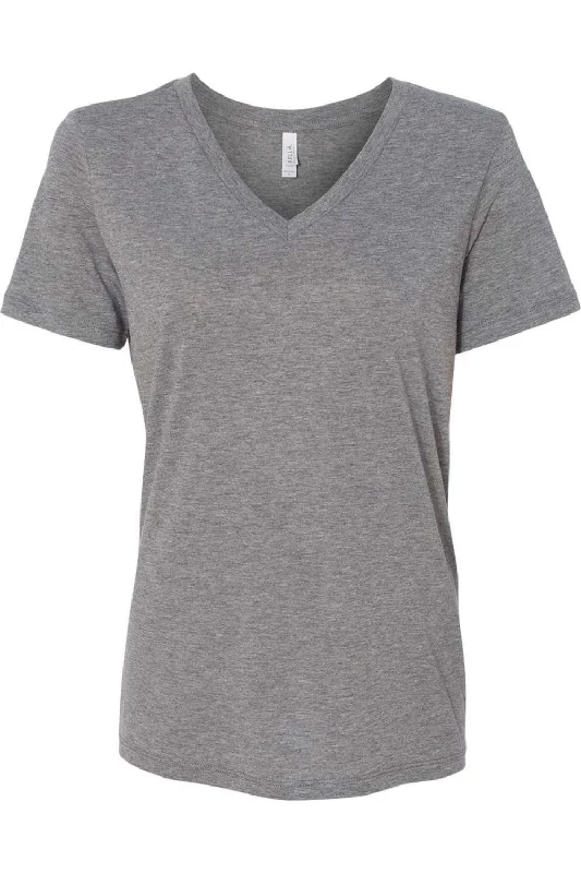 BELLA + CANVAS Women´s Relaxed Triblend Short Sleeve V-Neck Tee Solid Color Striped Floral