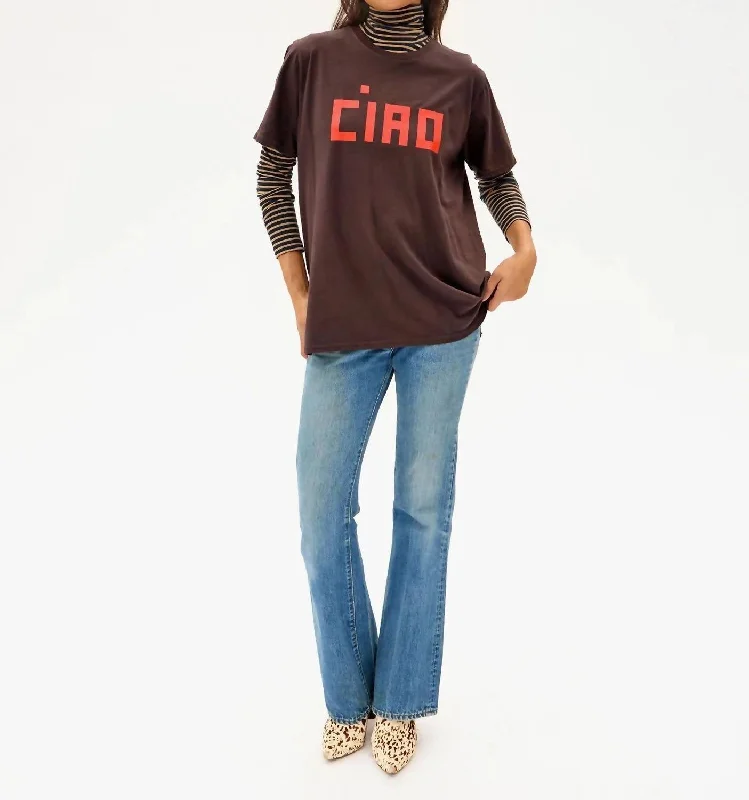 Chloe Original Tee In Cocoa Collared T-Shirt Boat Neck A-Line