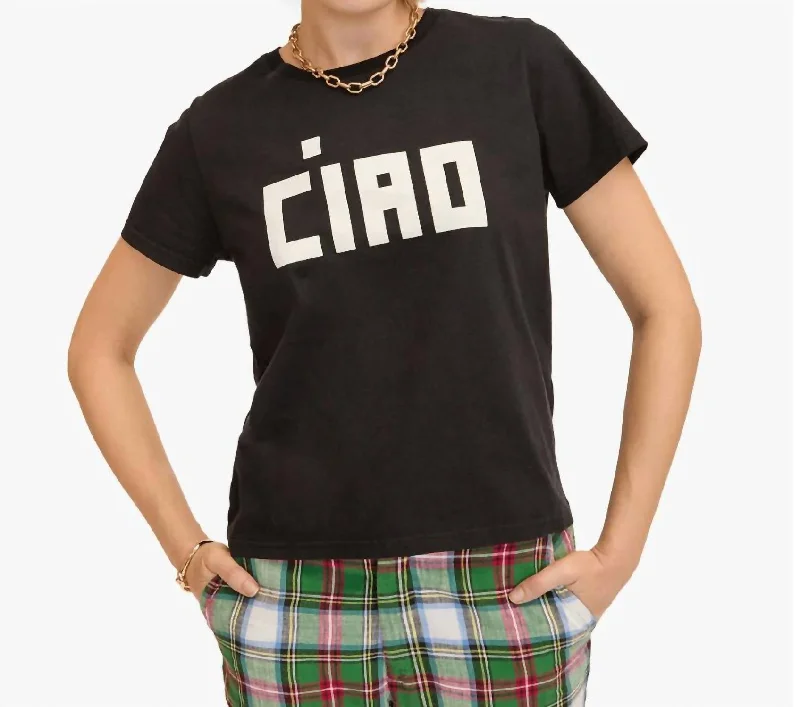 Classic Tee In Black With Cream Block Ciao Seamless Knitted Crochet