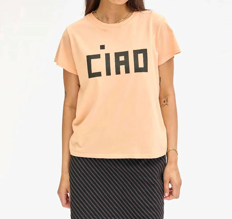 Classic Tee In Blush W/ Black Block Ciao Notch Collar Peter Pan Collar Cowl Neck