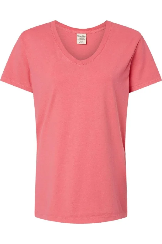 ComfortWash by Hanes Garment-Dyed Women´s V-Neck T-Shirt Print Jacquard Patchwork