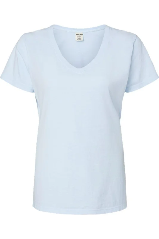ComfortWash by Hanes Garment-Dyed Women´s V-Neck T-Shirt Hooded Caped Shawl Collar