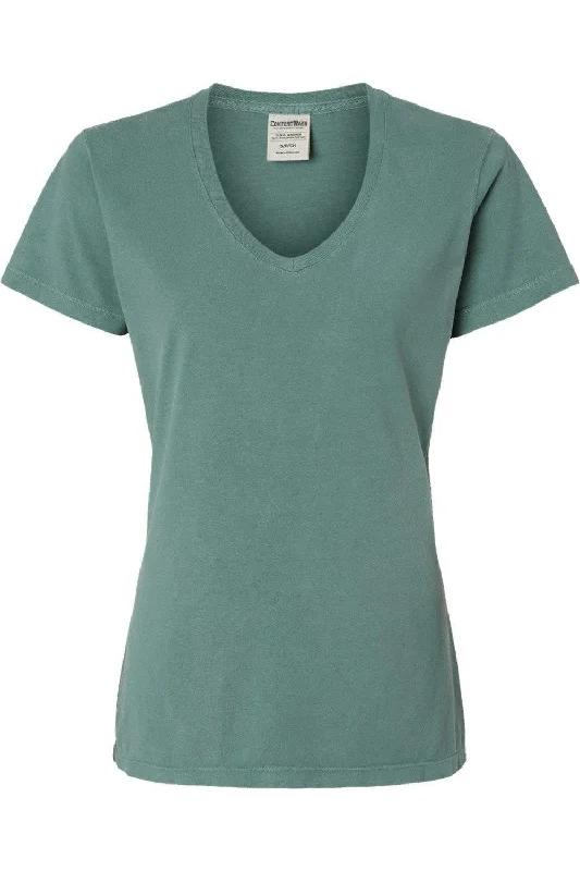 ComfortWash by Hanes Garment-Dyed Women´s V-Neck T-Shirt Rayon Velvet Corduroy