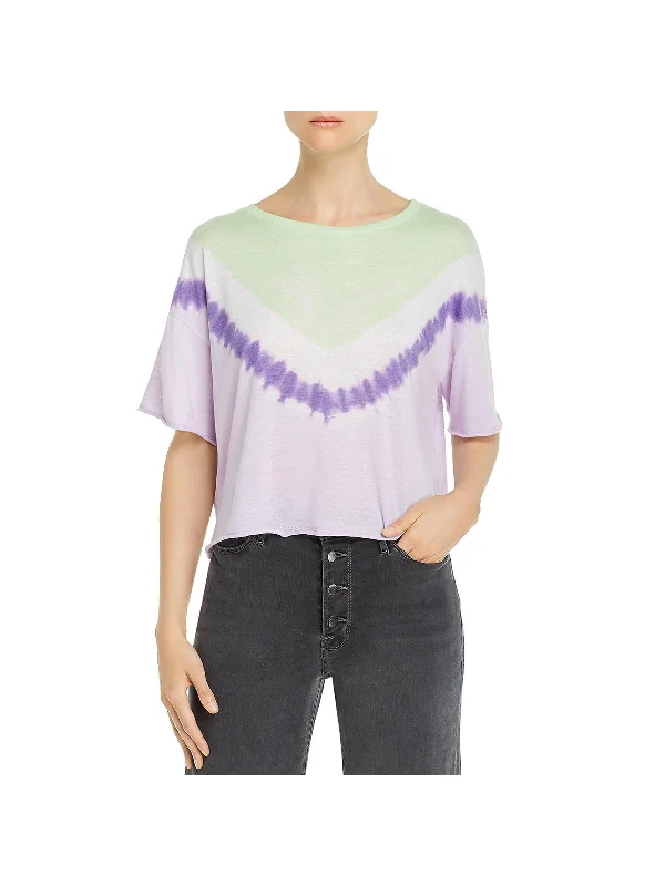 Destination  Womens Tie-Dye Cropped Graphic T-Shirt Anti-Pilling Machine Wash Handmade