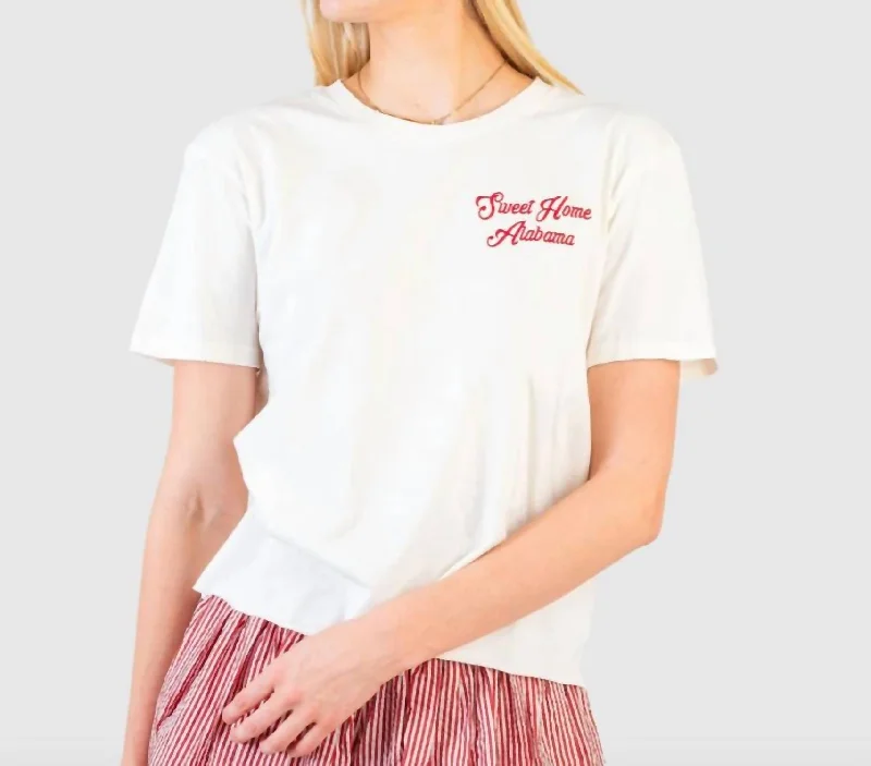Drew Sweet Home Alabama Tee In Ivory Graphic Embroidered Appliqued
