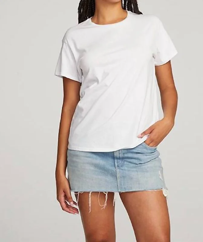 Everyday Essential Crew Neck Tee In White Knit Fabric Woven Fabric Fleece Fabric