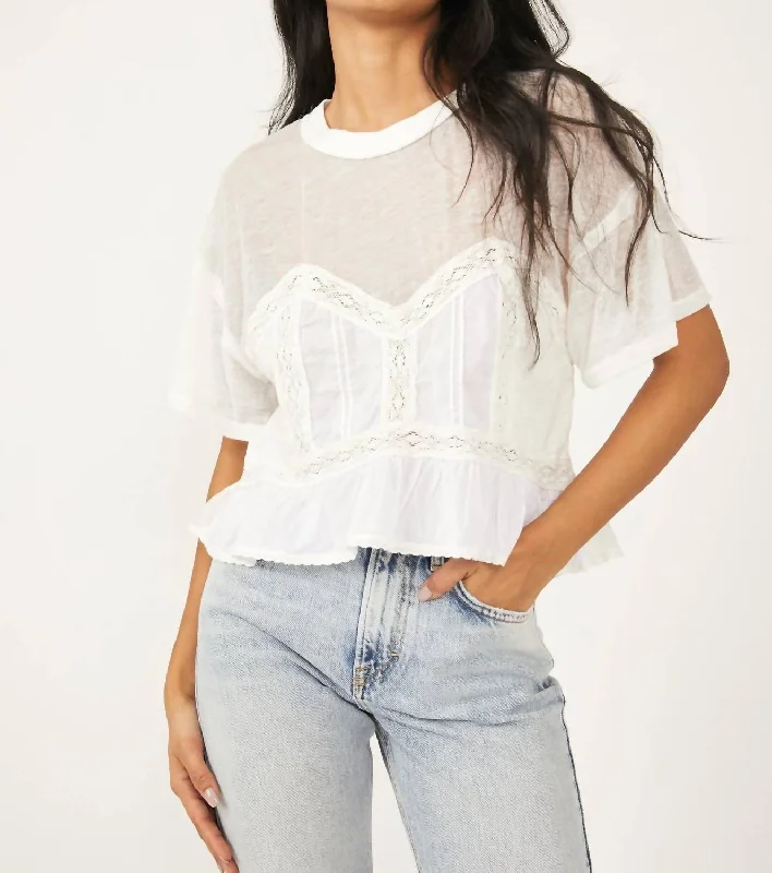 Fall In Love Tee In Ivory Cotton Fabric Linen Fabric Terry Fabric