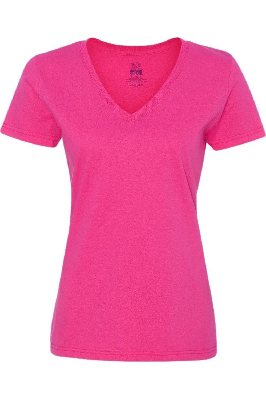 Fruit of the Loom HD Cotton Women´s V-Neck T-Shirt Silk Blend Satin Velvet
