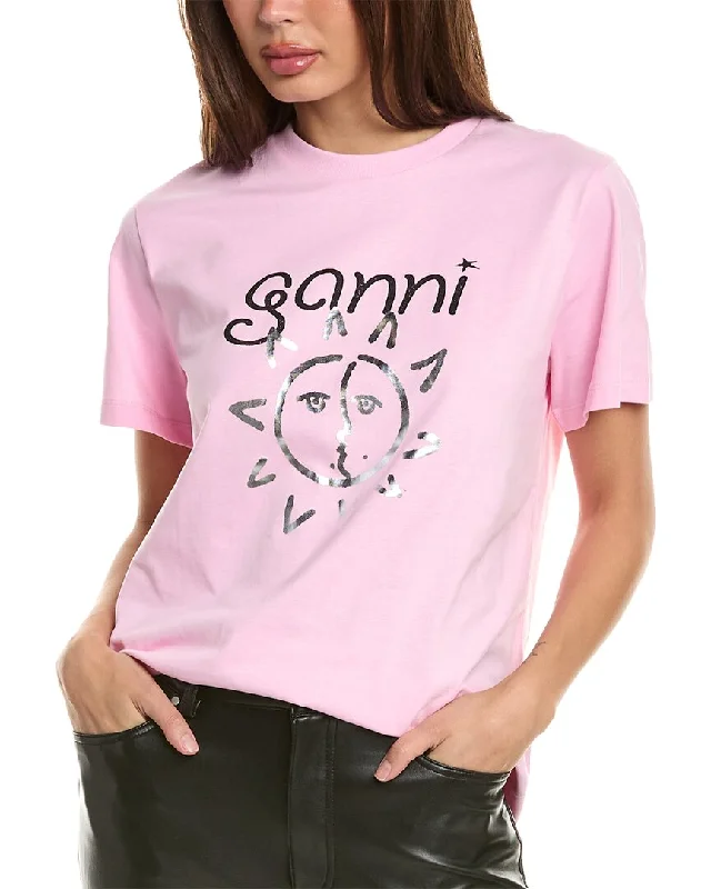 GANNI Sun Relaxed T-Shirt Chenille Blend Fleece Blend Nylon Blend