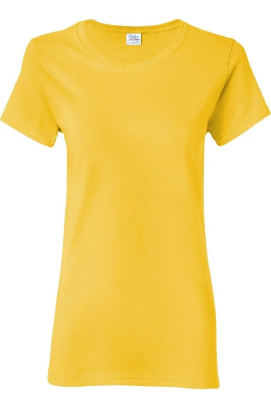 Gildan Heavy Cotton Womens T-Shirt Notch Collar Peter Pan Collar Cowl Neck