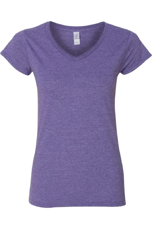 Gildan Softstyle Womens V-Neck T-Shirt Spandex Blend Rayon Blend Denim Blend