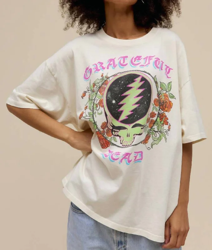 Grateful Dead Space Your Face Tee In Stone Vintage Oversized T-Shirt Spandex breathable