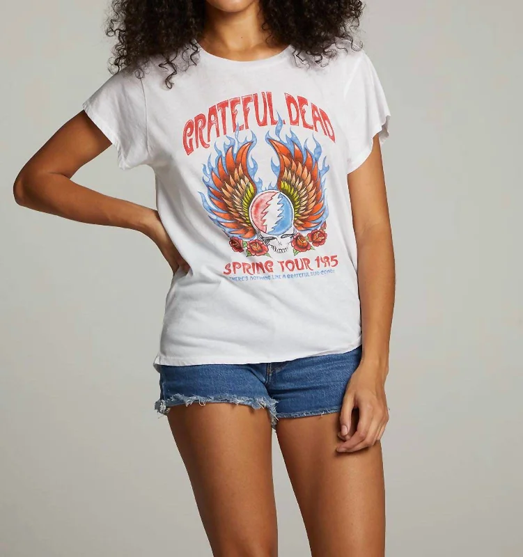 Grateful Dead Spring Tour Tee In White Anti-Shrink Durable Soft