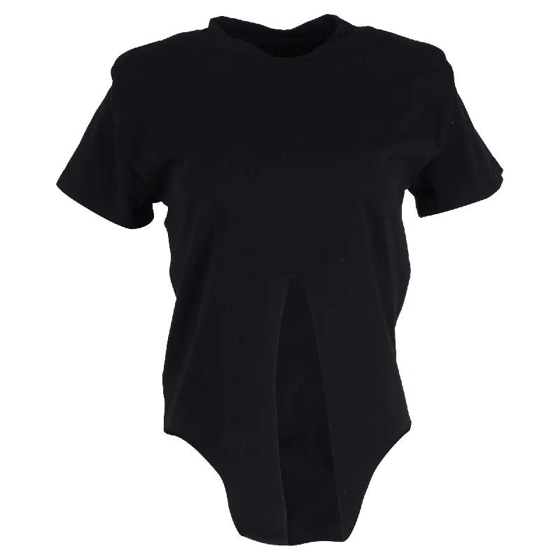 Isabel Marant Front Tie T-Shirt in Black Cotton Front Pockets Side Pockets Patch Pockets