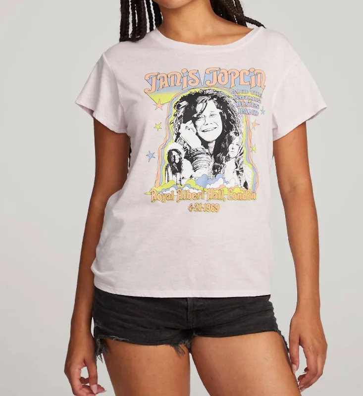 Janis Joplin Albert Hall Tee In Lavender Fog Ribbed T-Shirt High Neck Heavyweight