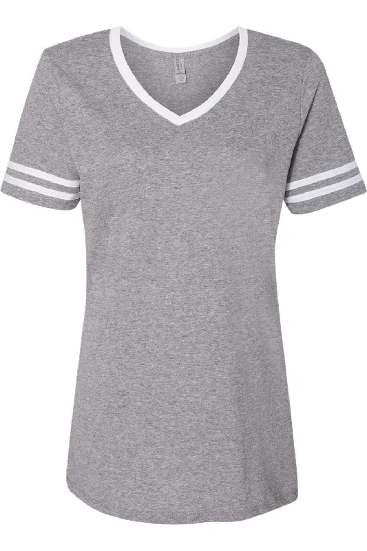 JERZEES Women´s Varsity Triblend V-Neck T-Shirt Striped Floral Plaid