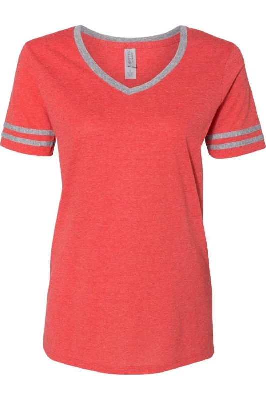 JERZEES Women´s Varsity Triblend V-Neck T-Shirt Chenille Fabric Brocade Fabric Lace Fabric
