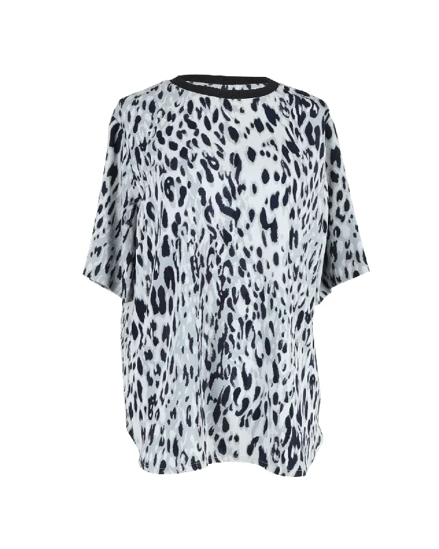 Joseph Leopard-Print T-shirt in Multicolor Cotton Jersey Fabric Tulle Fabric Batik Fabric