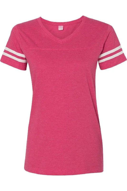 LAT Women´s Football V-Neck Fine Jersey Tee Print Jacquard Patchwork