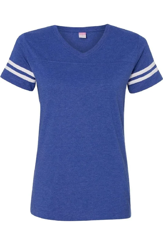 LAT Women´s Football V-Neck Fine Jersey Tee Notch Collar Peter Pan Collar Cowl Neck