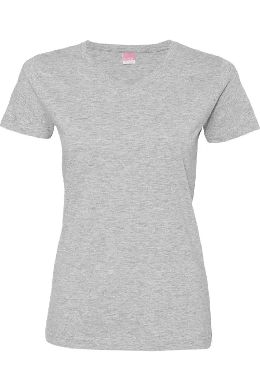 LAT Women´s V-Neck Fine Jersey Tee Zippered Buttoned Snapped