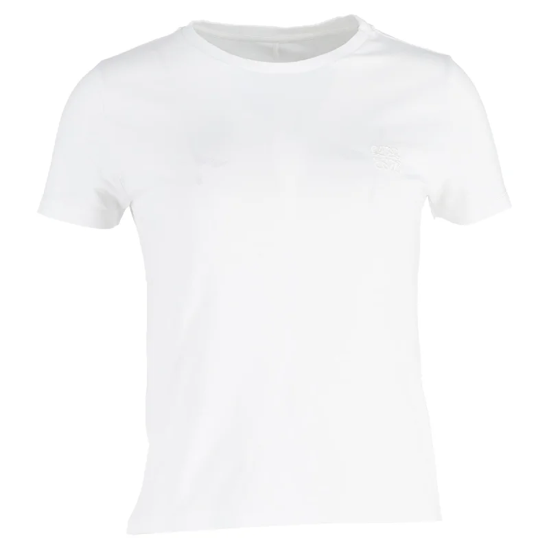 Loewe Anagram T-shirt in White Cotton V-Neck T-Shirt Long Sleeve Cotton