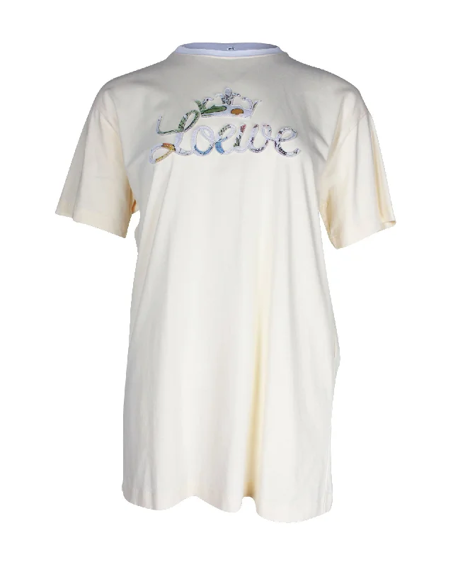 Loewe Herbarium Logo T-Shirt in Yelow Cotton Solid Color Striped Floral