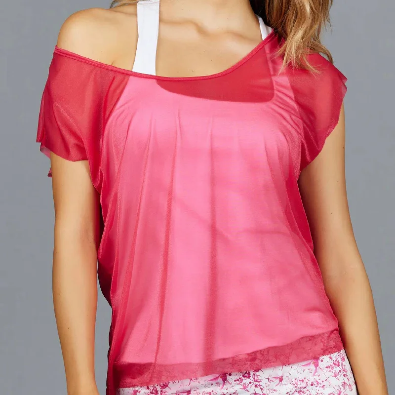 Meadow Sheer Tee In Crimson Anti-Pilling Machine Wash Handmade