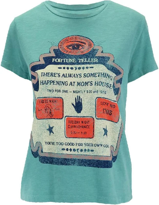MOTHER Women's The Lil Sinful Short Sleeve T-Shirt, Fortune Teller Silk Blend Satin Velvet