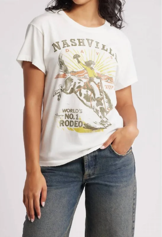 Nashville Days Tour Tee In Vintage White Silk Blend Satin Velvet