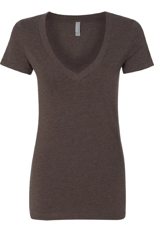 Next Level Womens CVC Deep V-Neck T-Shirt Graphic T-Shirt Round Neck Polyester