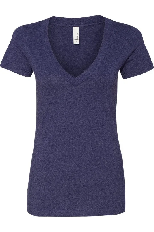 Next Level Womens CVC Deep V-Neck T-Shirt Striped Floral Plaid