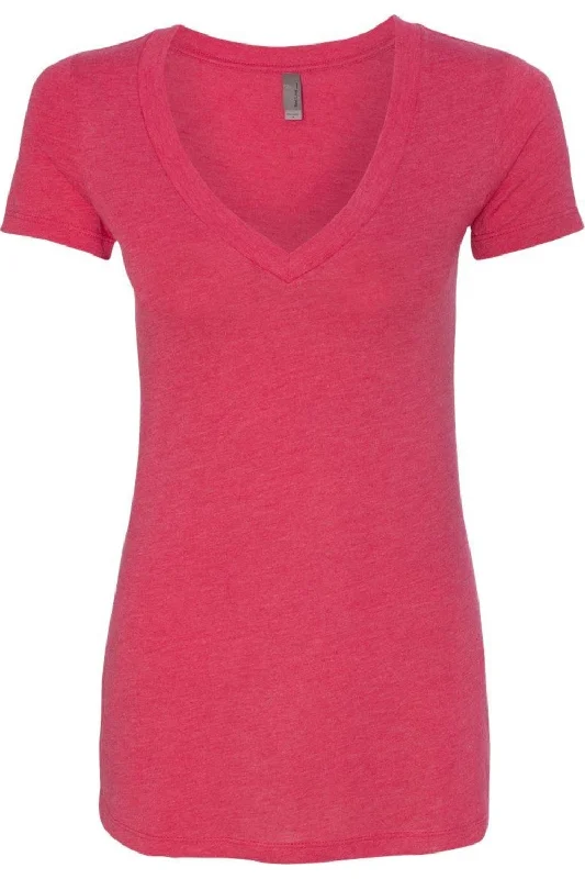 Next Level Womens Triblend Deep V-Neck T-Shirt Plaid T-Shirt Polka Dot Checkered