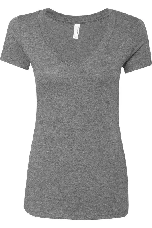 Next Level Womens Triblend Deep V-Neck T-Shirt Terry Blend Velvet Blend Canvas Blend