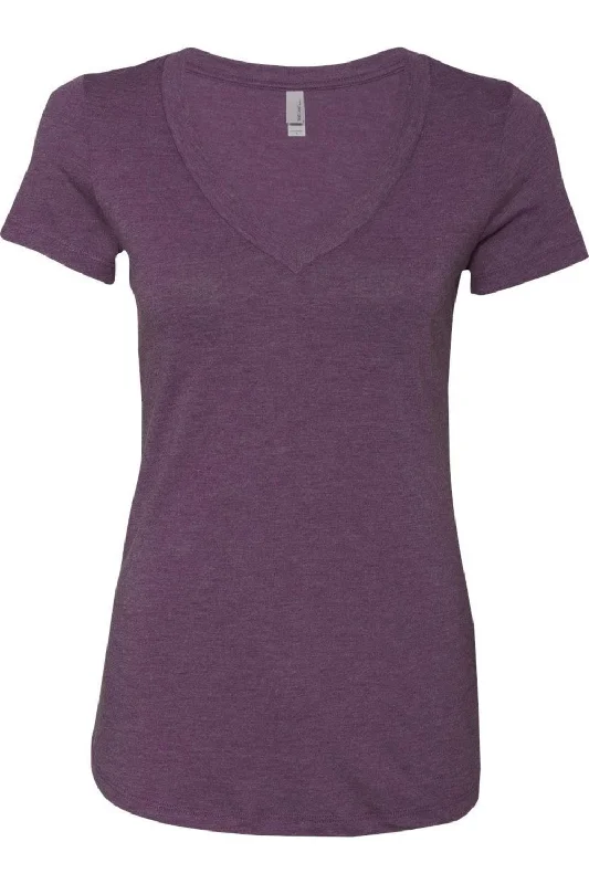 Next Level Womens Triblend Deep V-Neck T-Shirt Graphic Embroidered Appliqued