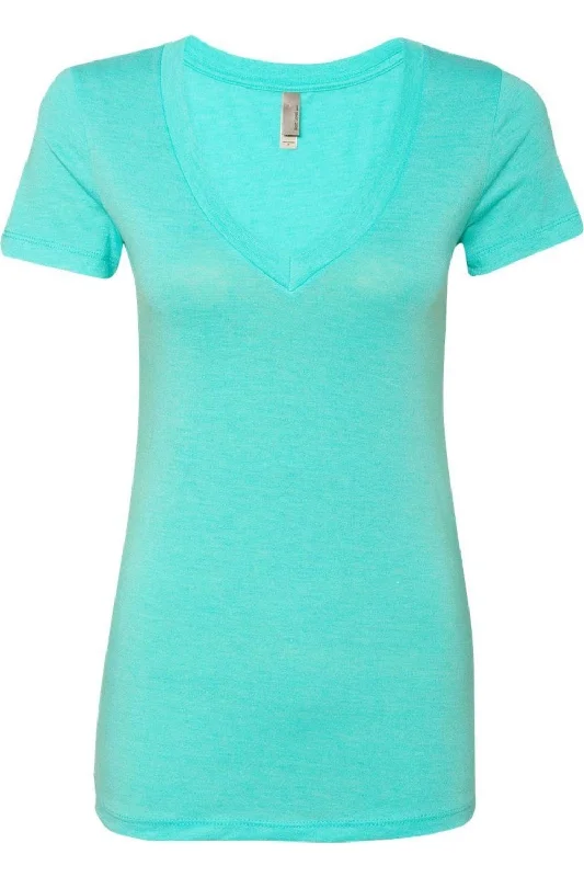 Next Level Womens Triblend Deep V-Neck T-Shirt Beaded Sequined Faux Fur