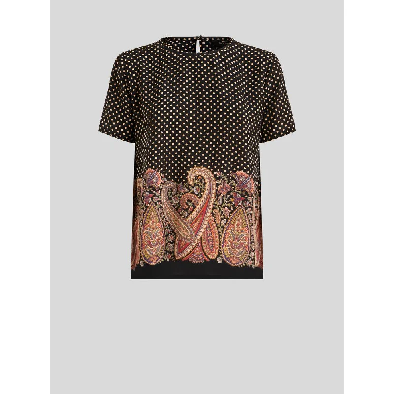 PRINTED CRÊPE DE CHINE T-SHIRT Terry Blend Velvet Blend Canvas Blend