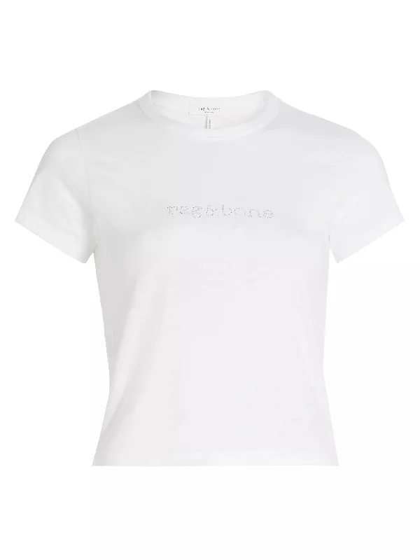 rag & bone Women's RB Logo Stud Tee, White Machine Wash Dry Clean Hand Wash