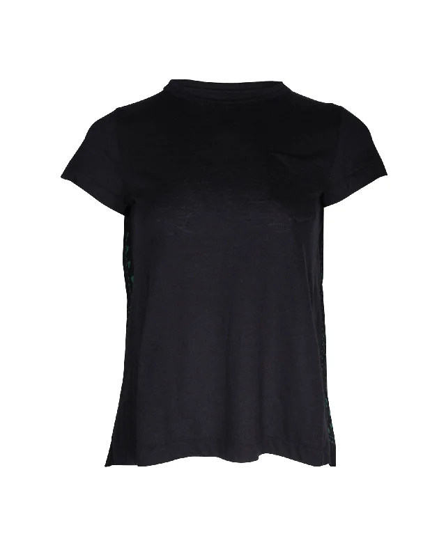 Sacai Back Detail T-shirt in Black Linen Fitted T-Shirt Seamless Stretchy